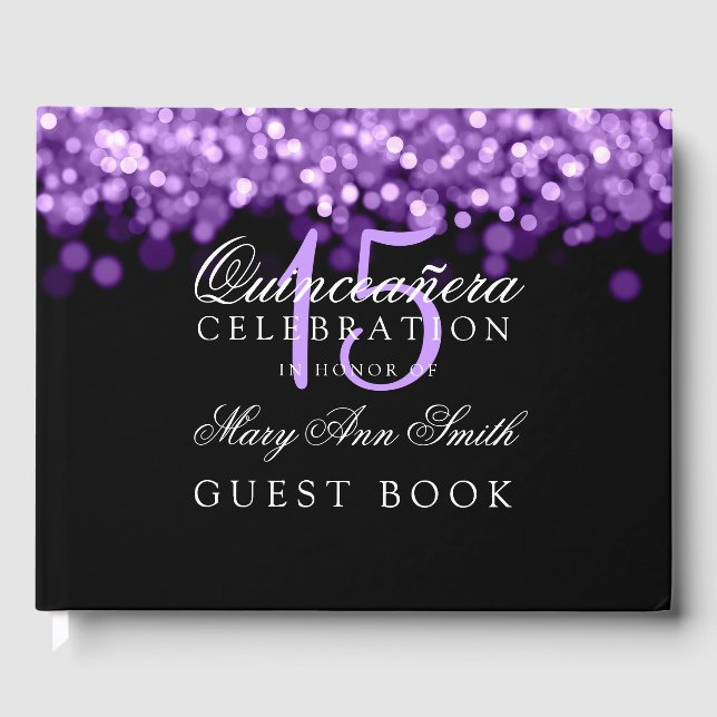 Livre d'hôtes Quinceanera Purple Lights (Recto)