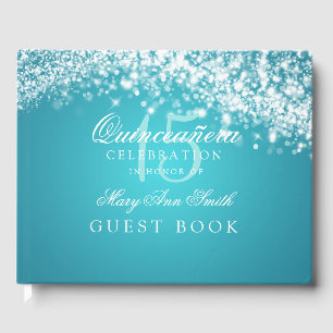 Livre d'hôtes Quinceanera Sparkling Wave Turquoise