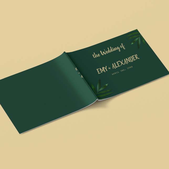 Livre d'hôtes Rich Green Golden Theme (A guest that helps you be organized and even can keep as a memory)