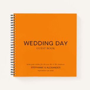 Livre d'hôtes simple personnalisé Mariage orange d