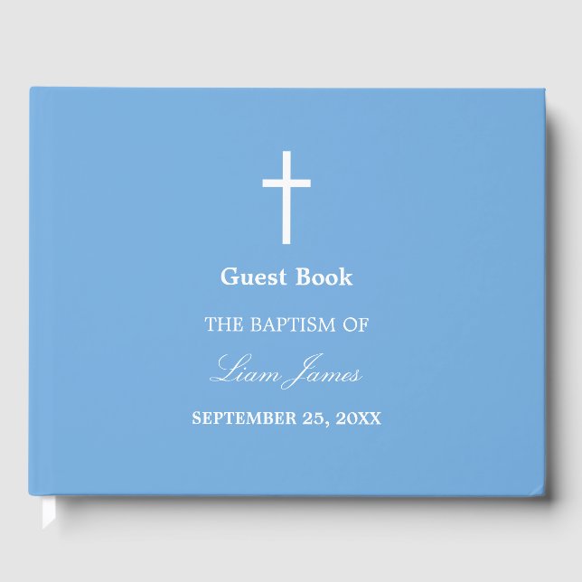 Livre d'hôtes Stylish Blue Baptism (Recto)