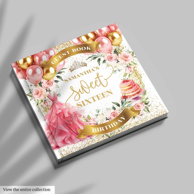 Livre d'hôtes Sweet 16 Blush Gold Watercolor (Guest Book Sweet 16 Blush Gold Watercolor)