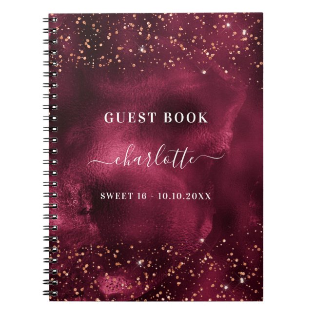 Livre d'hôtes Sweet 16 rose  parties scintillant o (Devant)