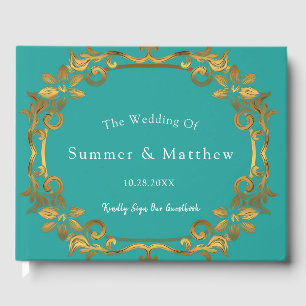 Livre d'hôtes Turquoise et Gold Mariage