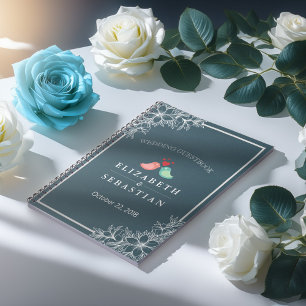 Livre d'Inséparables Floraux Bleu & Blanc Mariage