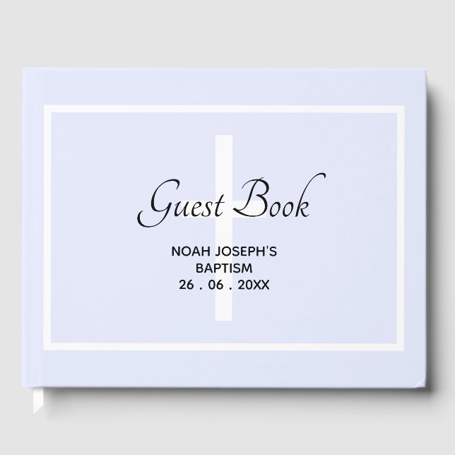 LIVRE D'INVITATION Moderne BAPTISME Bleu Doux (Recto)