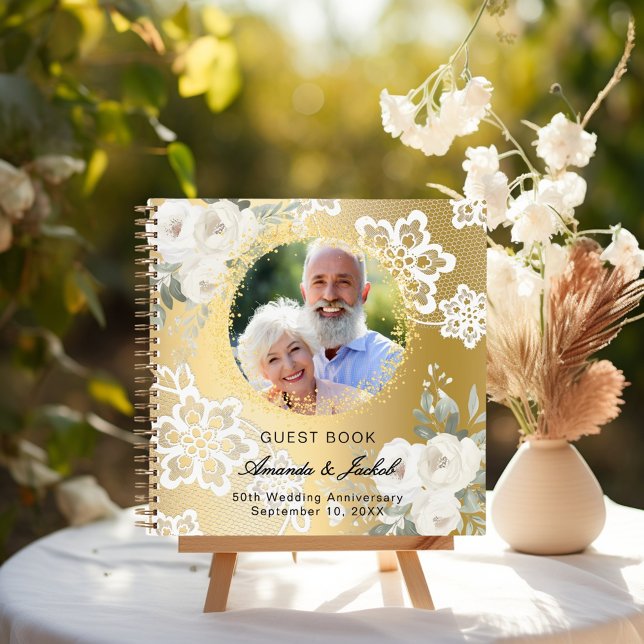 Livre d'invité 50e anniversaire Mariage photo d'or (Créateur téléchargé)