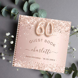 Livre d'invité 60e anniversaire rose or blush