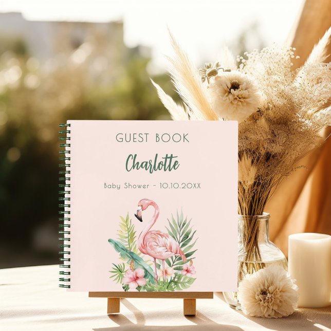 Livre d'invité baby shower rose flamingo fille (Créateur téléchargé)