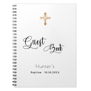 Livre d'invité baptême blanc noir script