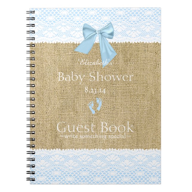 Livre d'invité bleu de baby shower d'arc d'image (Devant)