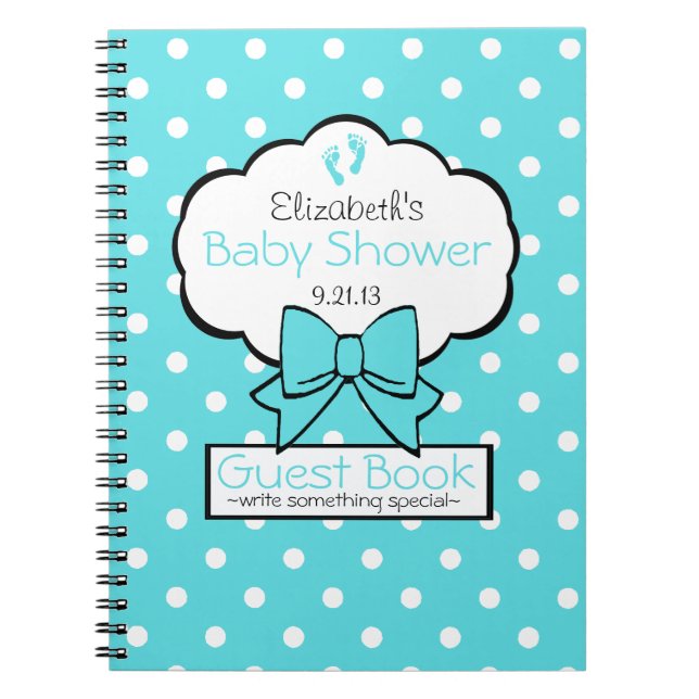 Livre d'invité bleu de baby shower de point de (Devant)