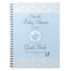 Livre d'invité bleu de douche de Dentelle-Bébé