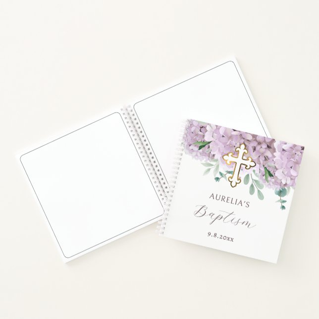 Livre d'invité Blush Hydrangea Baptism (Intérieur)