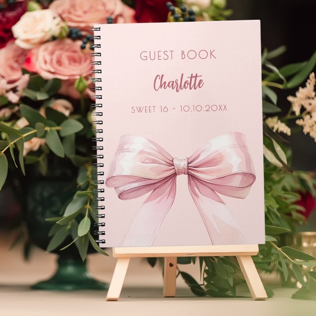 Livre d'invité blush rose bow SWEET 16 (Créateur téléchargé)