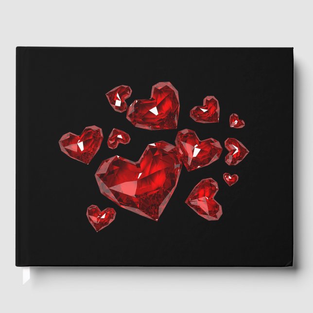 Livre d'invité - Coeurs bijoux rouges (Recto)
