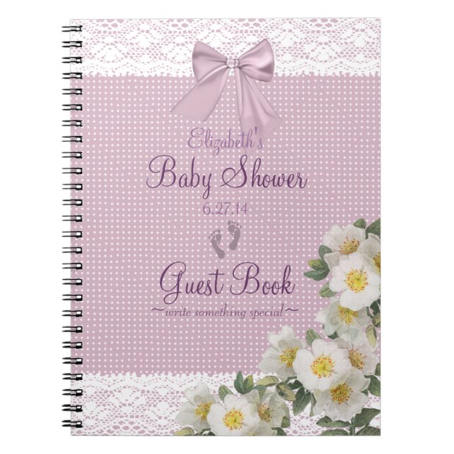 Livre d'invité de baby shower d'arc de lavande (Devant)