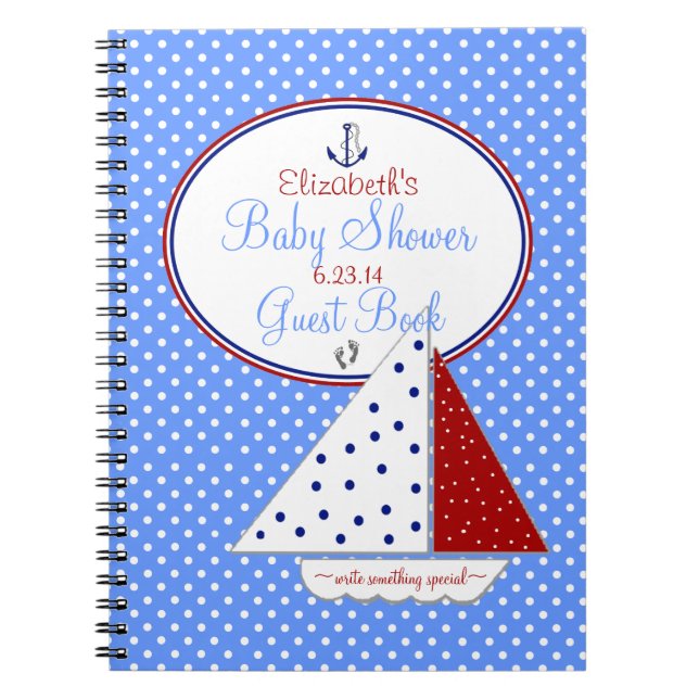 Livre d'invité de baby shower de bateau à voile | (Devant)