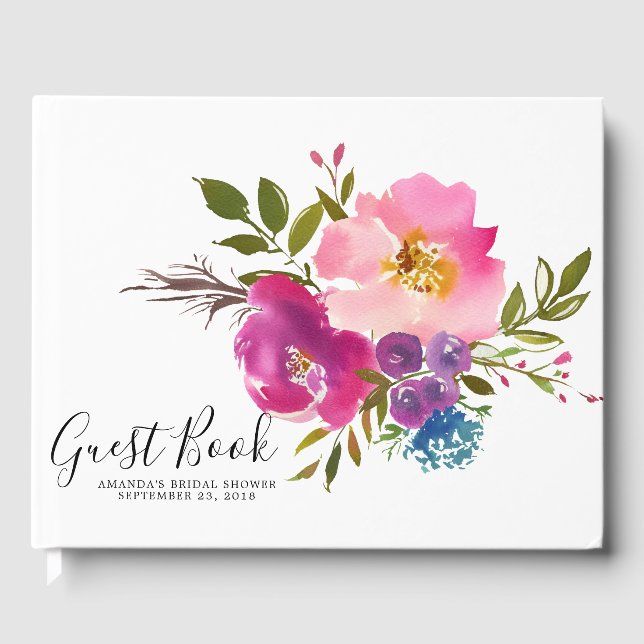 Livre d'invité de Fête des mariées pour bébés rose (Recto)