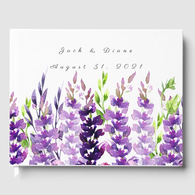 Livre d'invité de la lavande Mariage d'aquarelle v (Recto)