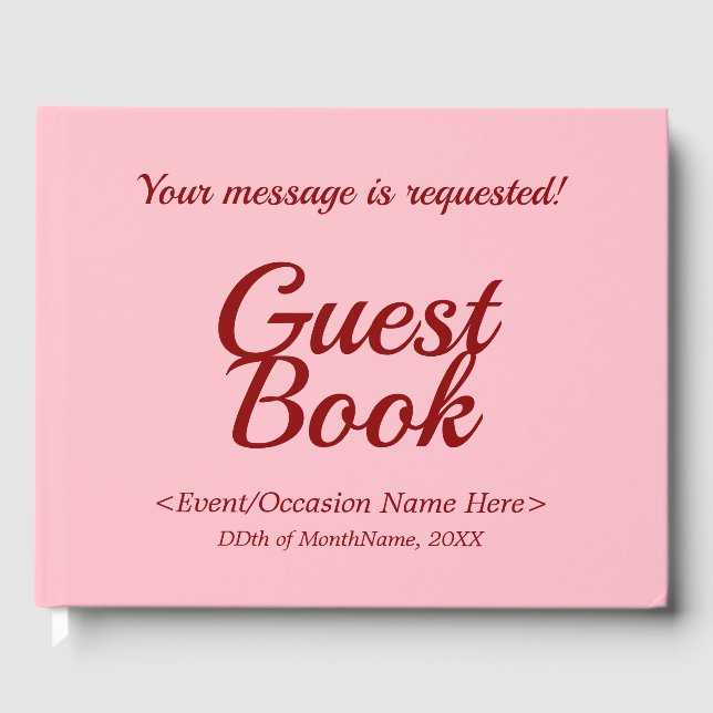 Livre d'invité de l'événement rose et rouge foncé (Recto)