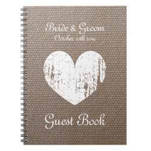 Livre d'invité de mariage de toile de jute avec la