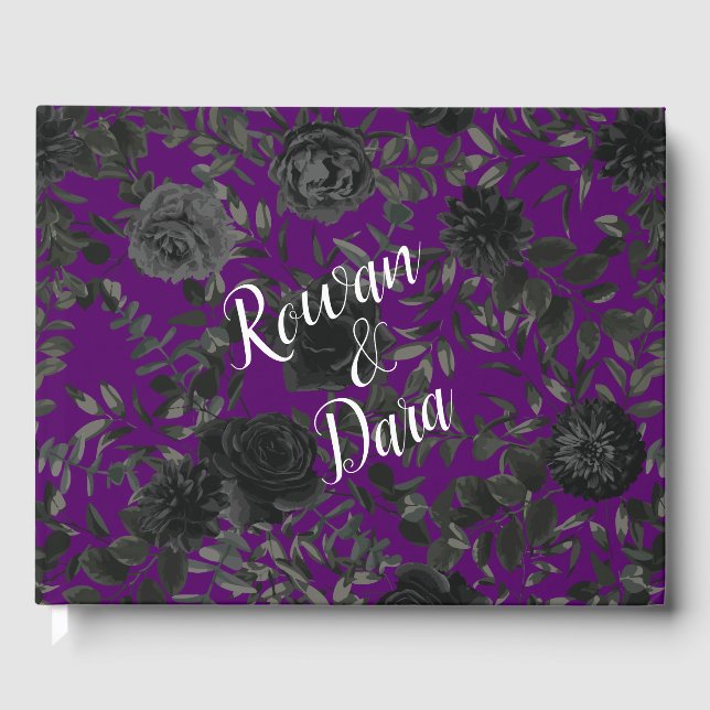 Livre d'invité de Mariage gothique Rose violet et  (Recto)