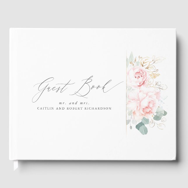 Livre d'invité de mariage rose floral (Recto)