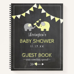 Livre d'invité du Baby shower Chalk Eléphants Ja