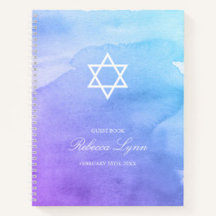 Livre d'invité du Bat mitzvah Turquoise d'aquarel