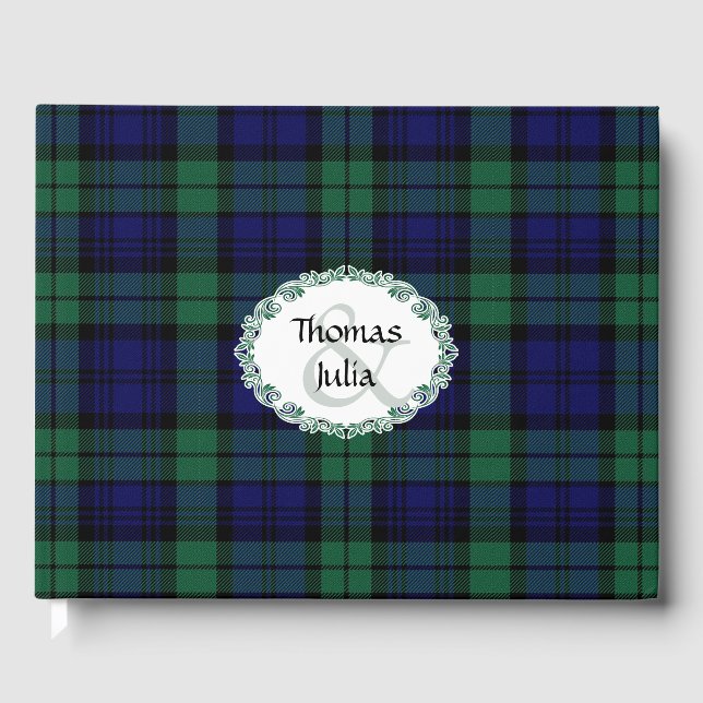 Livre d'invité du Mariage de Black Watch Plaid (Recto)