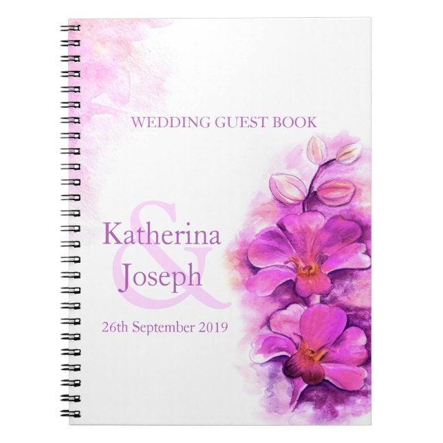 Livre d'invité du mariage d'orchidées radieuses (Devant)