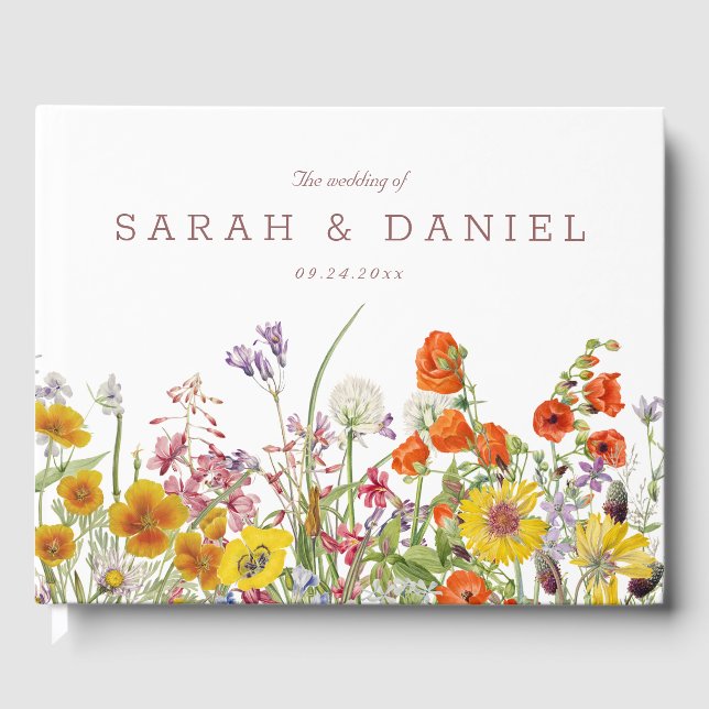 Livre d'invité du Mariage Fleur sauvage personnali (Recto)