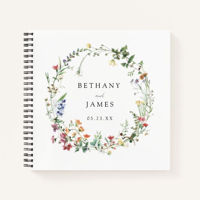 Livre d'invité du Mariage Fleur sauvage rustique (Devant)
