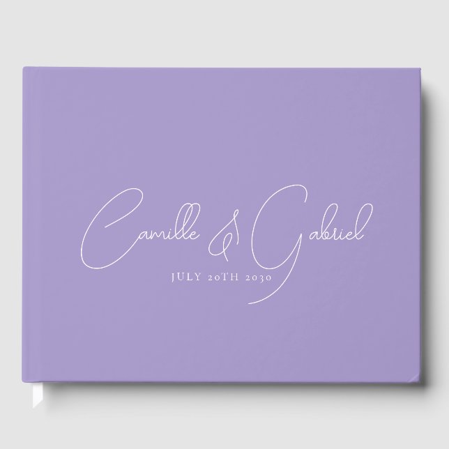 Livre d'invité du Mariage Lavender pour les noms d (Recto)