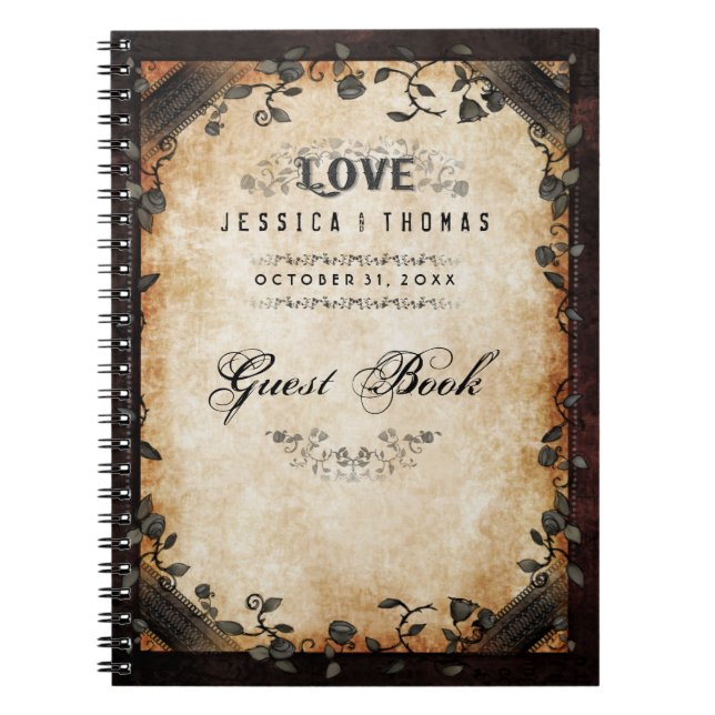 LIVRE d'INVITÉ gothique de Halloween d'AMOUR Brown (Devant)