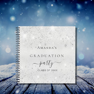 Livre d'invité graduation argent nom de la parties