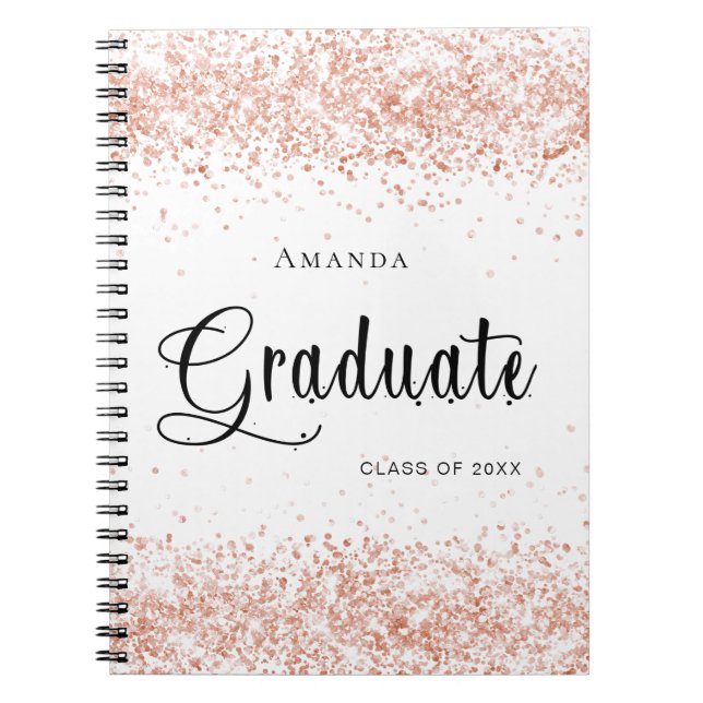 Livre d'invité graduation blanc rose or parties sc (Devant)