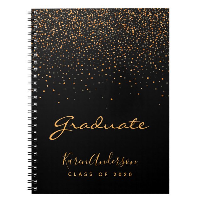Livre d'invité Graduation fête diplôme noir or (Devant)