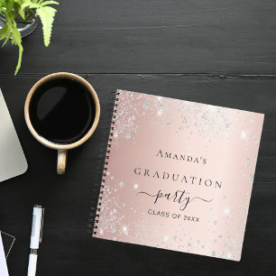 Livre d'invité graduation rose or argent parties s