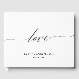 Livre d'invité mariage avec Love Script, Élégant