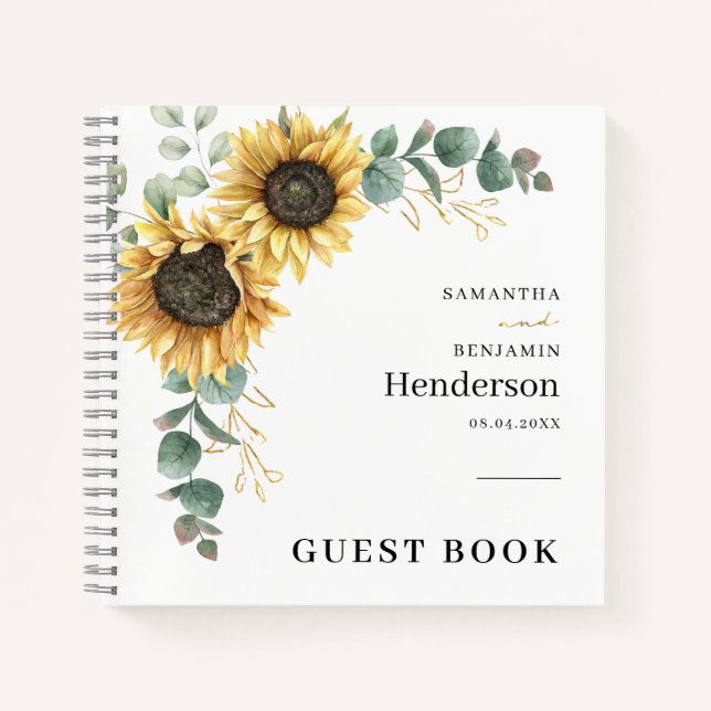 Livre d'invité Mariage de fleurs de tournesol Euca (Devant)