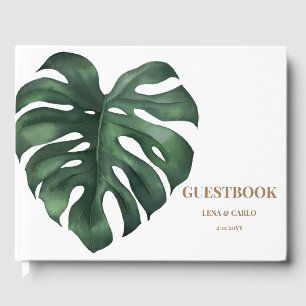 Livre d'invité Mariage de la feuille verte Monster