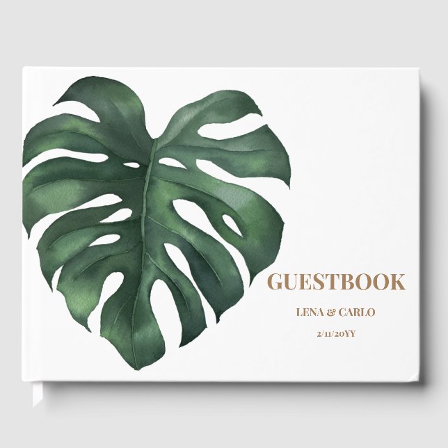 Livre d'invité Mariage de la feuille verte Monster (Recto)