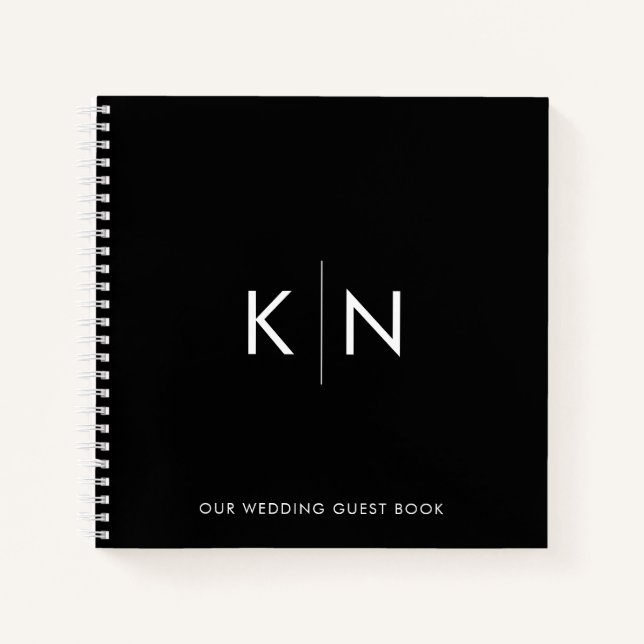 Livre d'invité Mariage de monogramme ultra-minimal (Devant)
