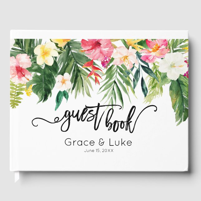 Livre d'invité Mariage des fleurs d'aquarelle trop (Recto)