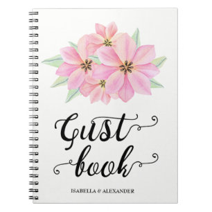 Livre d'invité Mariage des tulipes d'aquarelle ros
