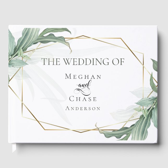 Livre d'invité mariage |Elégant Feuille tropical m (Recto)
