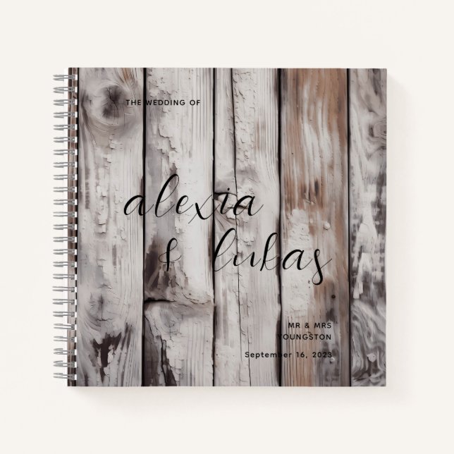 Livre d'invité Mariage en bois dévêtu (Devant)