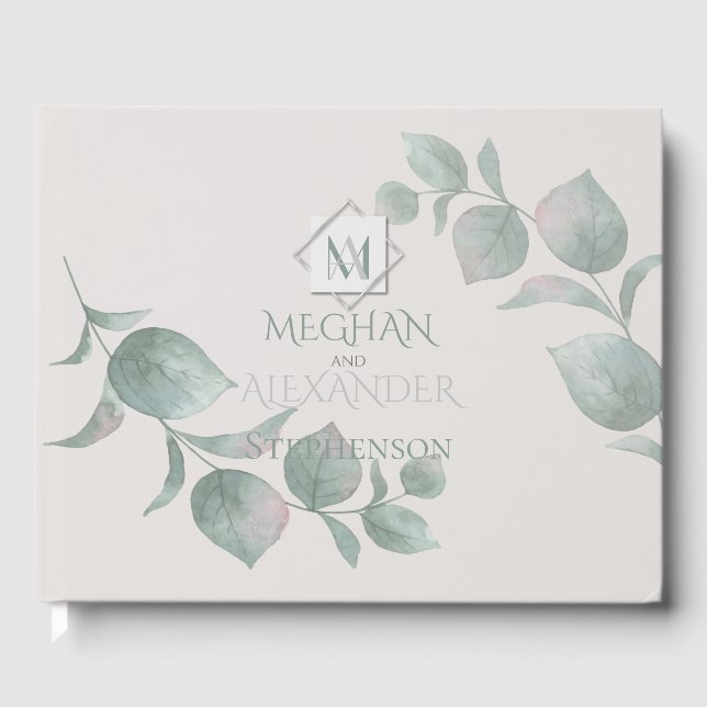 Livre d'invité mariage | Eucalyptus argenté (Recto)